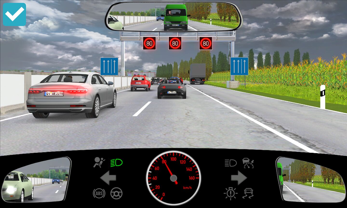 Frage 2.2.07012M Was gilt für die Nutzung des Seitenstreifens in dieser Situation? — Online